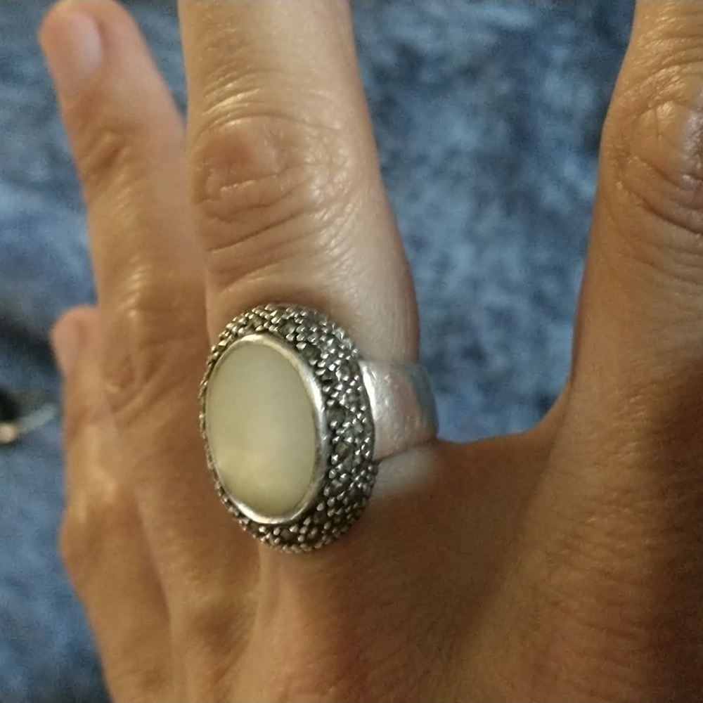 Silver ring with marcasite